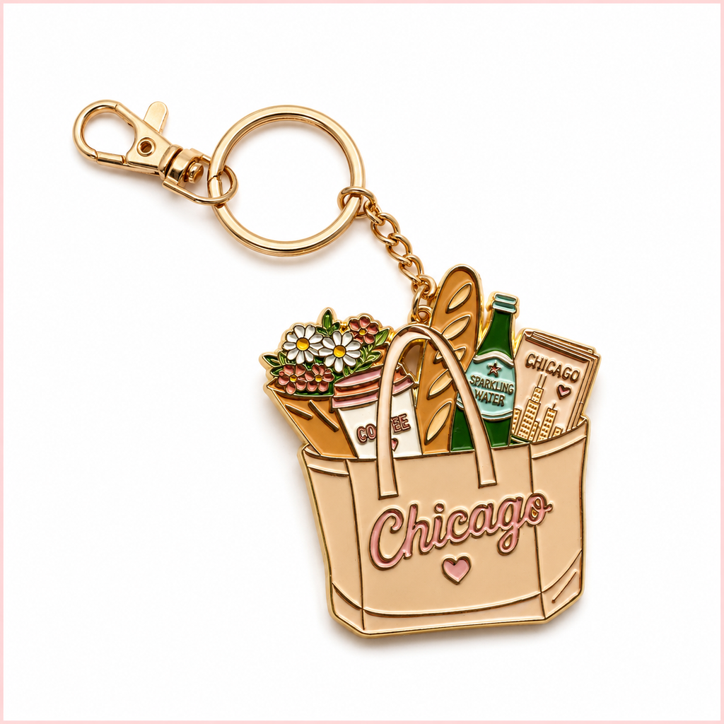Chicago Market Tote Keychain & Bag Charm