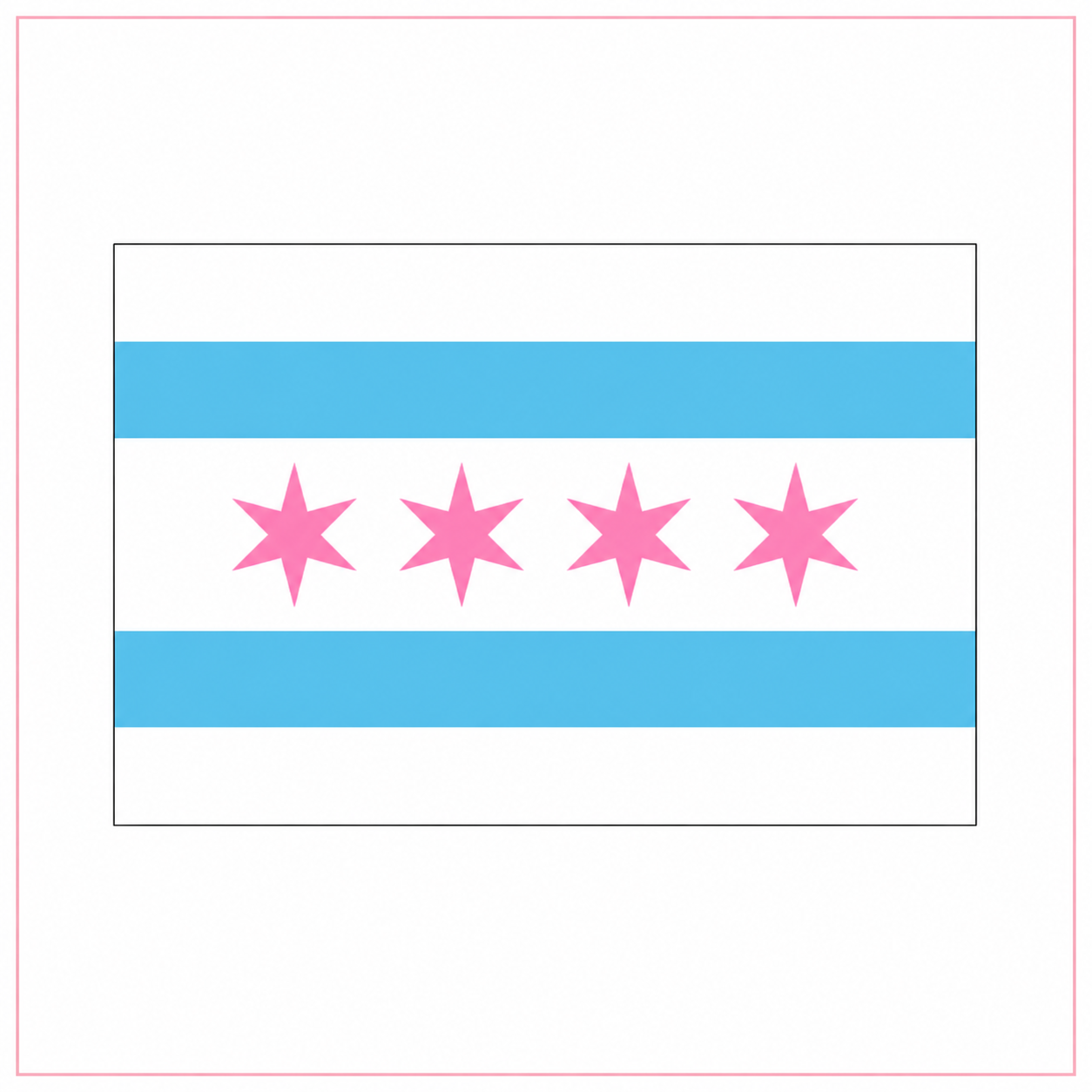 Pink Star Chicago Flag Sticker