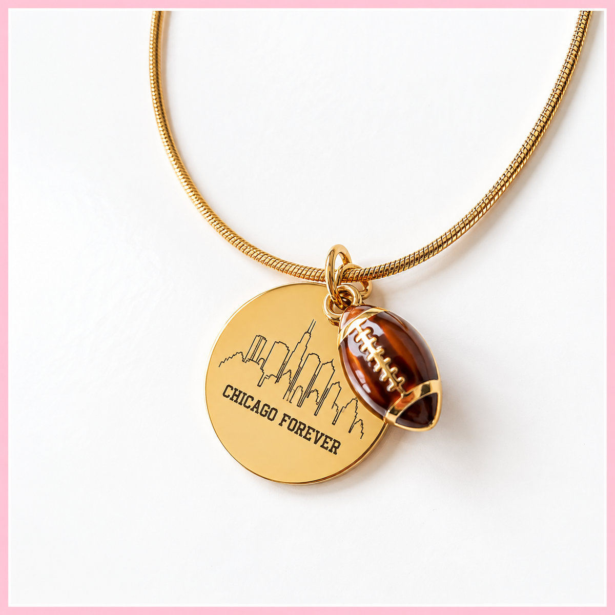 Chicago Forever Football Charm Necklace