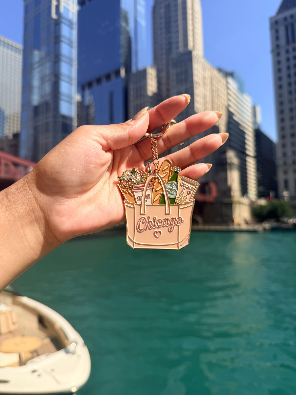 Chicago Market Tote Keychain & Bag Charm